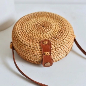 Handwoven Round Plain Rattan Bag