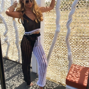 Knitted Crochet Hollow Out Pants