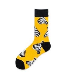 Calcetín con estampado Zebra y fondo amarillo