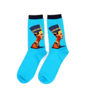 Queen Nefertiti Blue Printed Socks