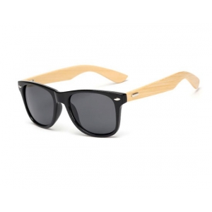 Black Glossy Bamboo Wayfarer UV400 Sunglasses