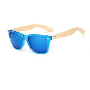 Blue Frame Bamboo Wayfarer UV400 Sunglasses