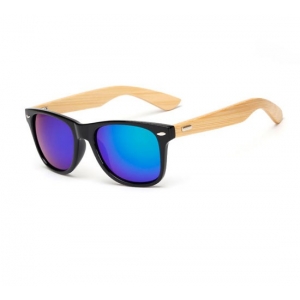 Gafas lentes azul mosca de bambú UV400 Wayfarer