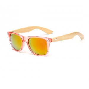 Gafas con lentes y montura rojo fuego de bambú UV400