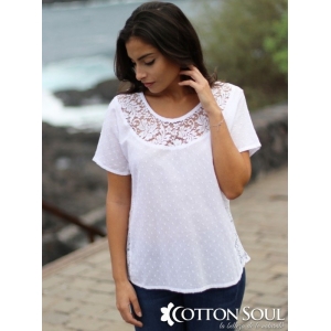 White neck lace Nina blouse by Cotton Soul