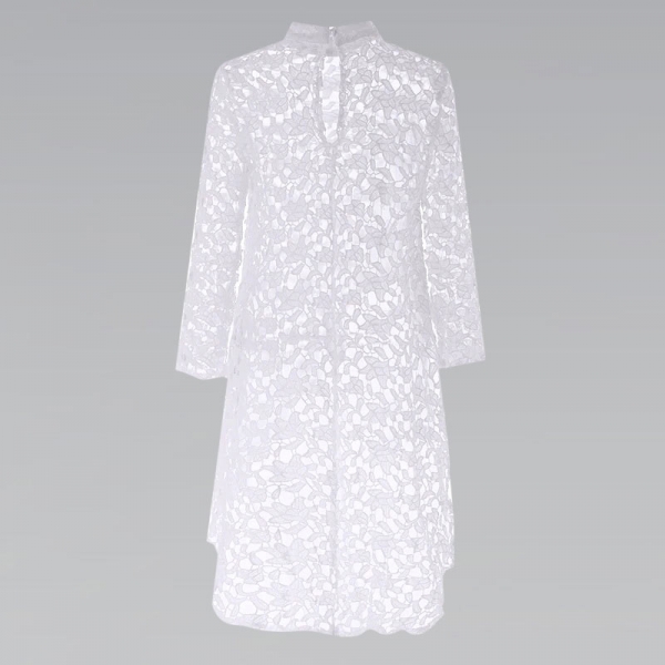 Camisa tunica blanca larga de encaje floral