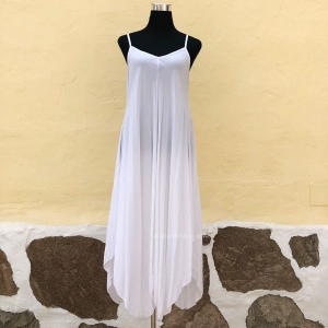 White Cotton Strap Maxi Dress