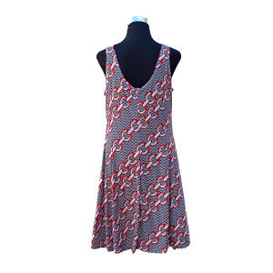 Red Chain Link Pattern Sleeveless Dress