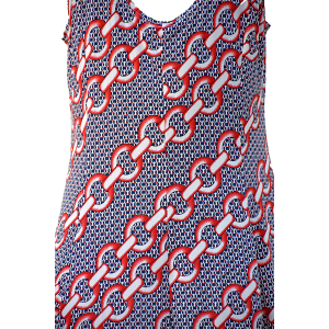 Red Chain Link Pattern Sleeveless Dress