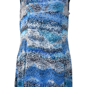 Blue & White Snake Print Sleeveless Dress