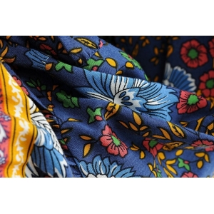 BOHO - Floral Print Navy Wrap Dress