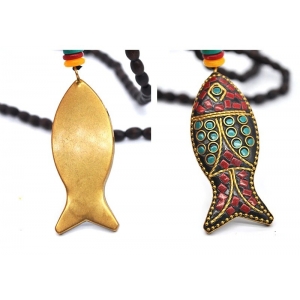 Ethnic Nepal Wood Beads Necklace