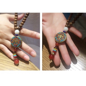 Ethnic Nepal Wood Beads Necklace